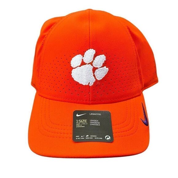 Nike Clemson Tigers Aerobill Sideline Cap Orange Unisex Adjustable Hat - Picture 1 of 6